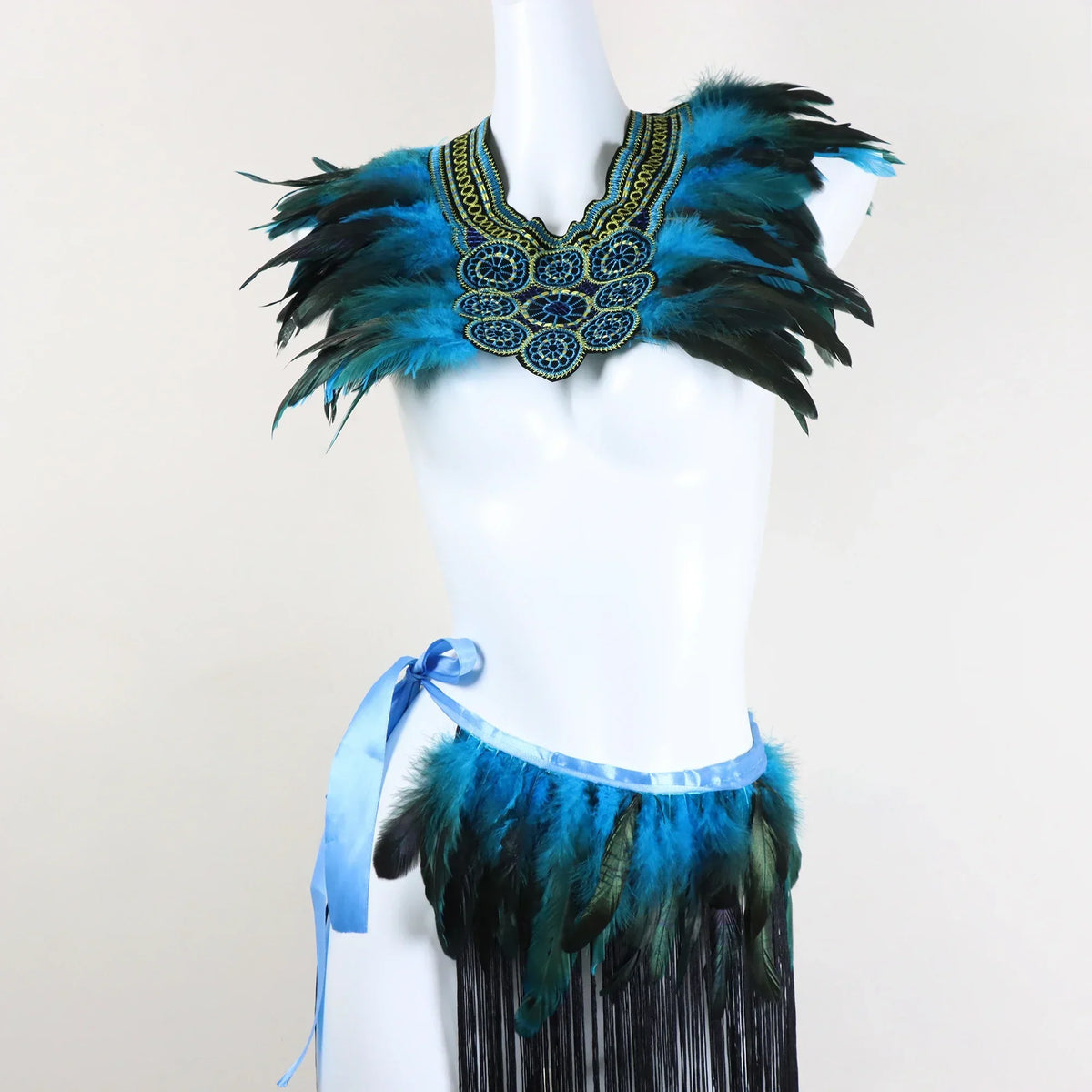 Cosplay Punk Goth Feather Collar Shoulder Women Lace Bolero Jacket
