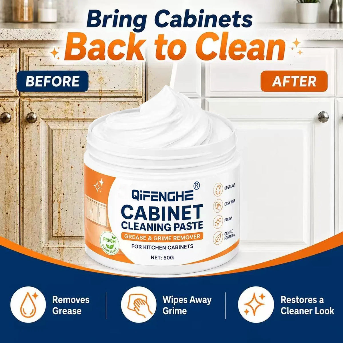 Kitchen Cabinet Cleaner – Grease & Oil Stain Remover for Wood