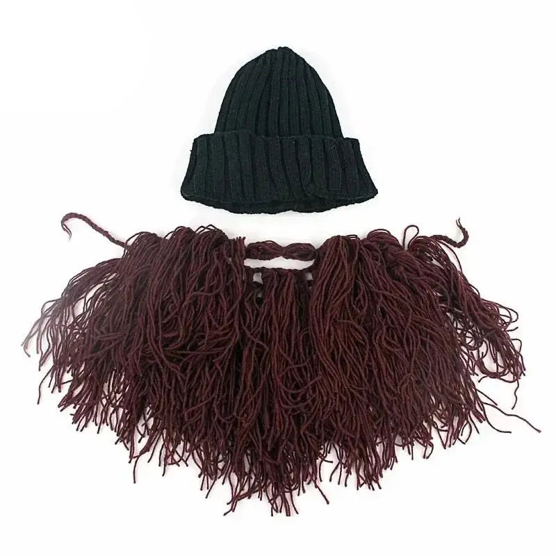 Mustache Beard Knitted Beanie Hat – Funny Party & Cosplay Cap