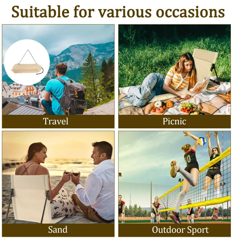 Foldable Camping Floor Chair – Oxford Cloth Backrest Picnic Chair