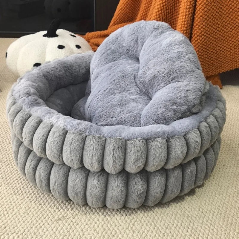 Pet Nest Straight Rabbit Fur Double-layer Round Cat Dog Mat Winter