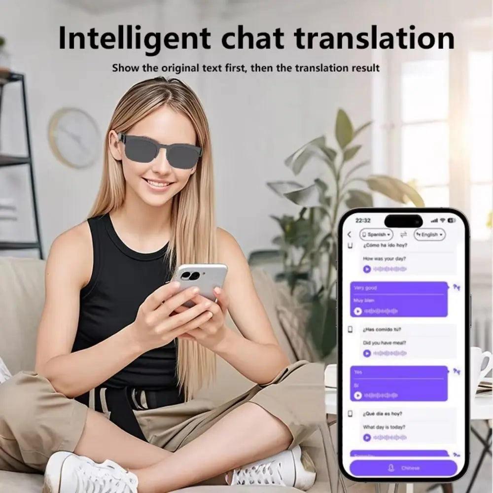 AI Smart Glasses 144 Languages Bluetooth 6.0 Translator