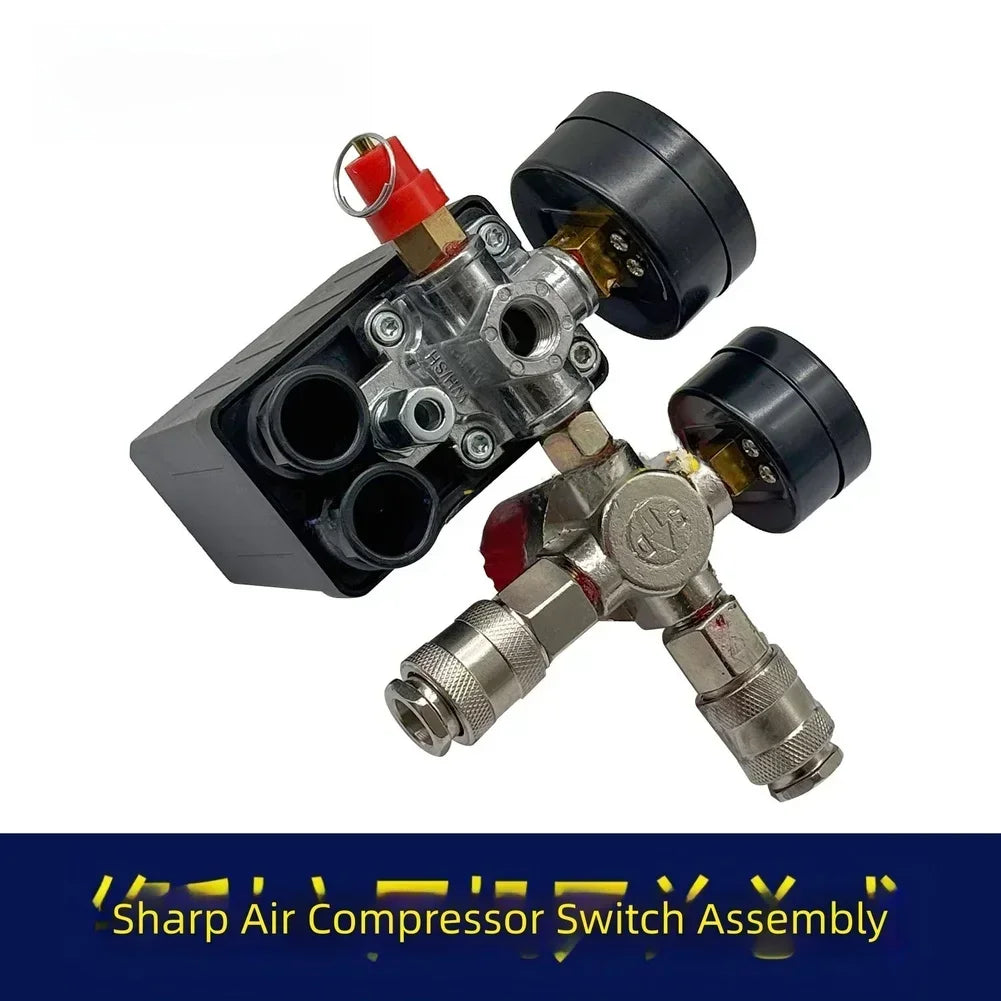 Air Compressor 4-Way Switch Assembly with Pressure Gauge & Muffler