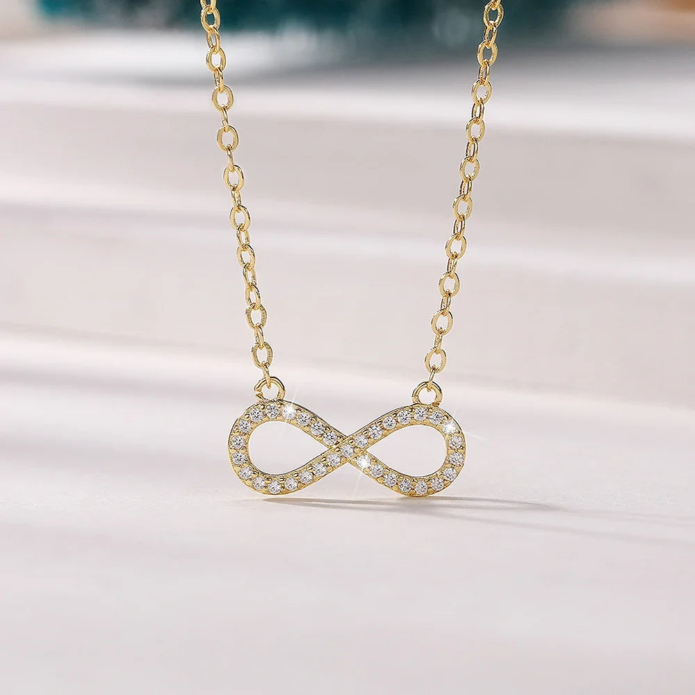 Huitan Infinity Figure 8 CZ Pendant Necklace | Wedding Jewelry