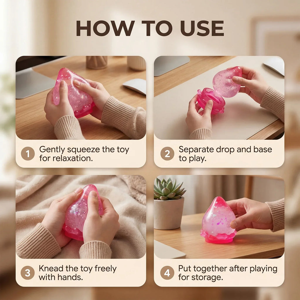 Water Droplet Squishy Stress Ball – Squeeze Toy Kids & Adults