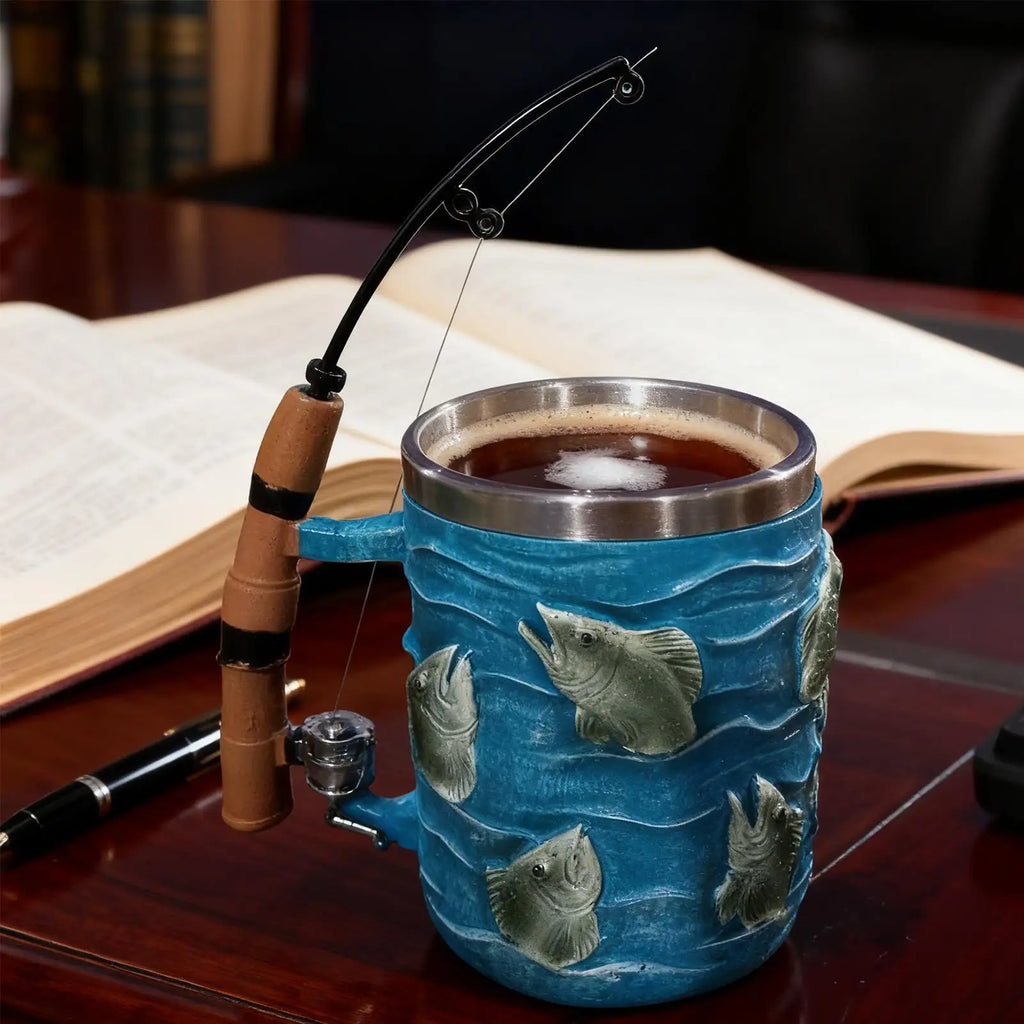 Coffee Mug Resin Cold Beverage Water Cup Fishing Theme Decor