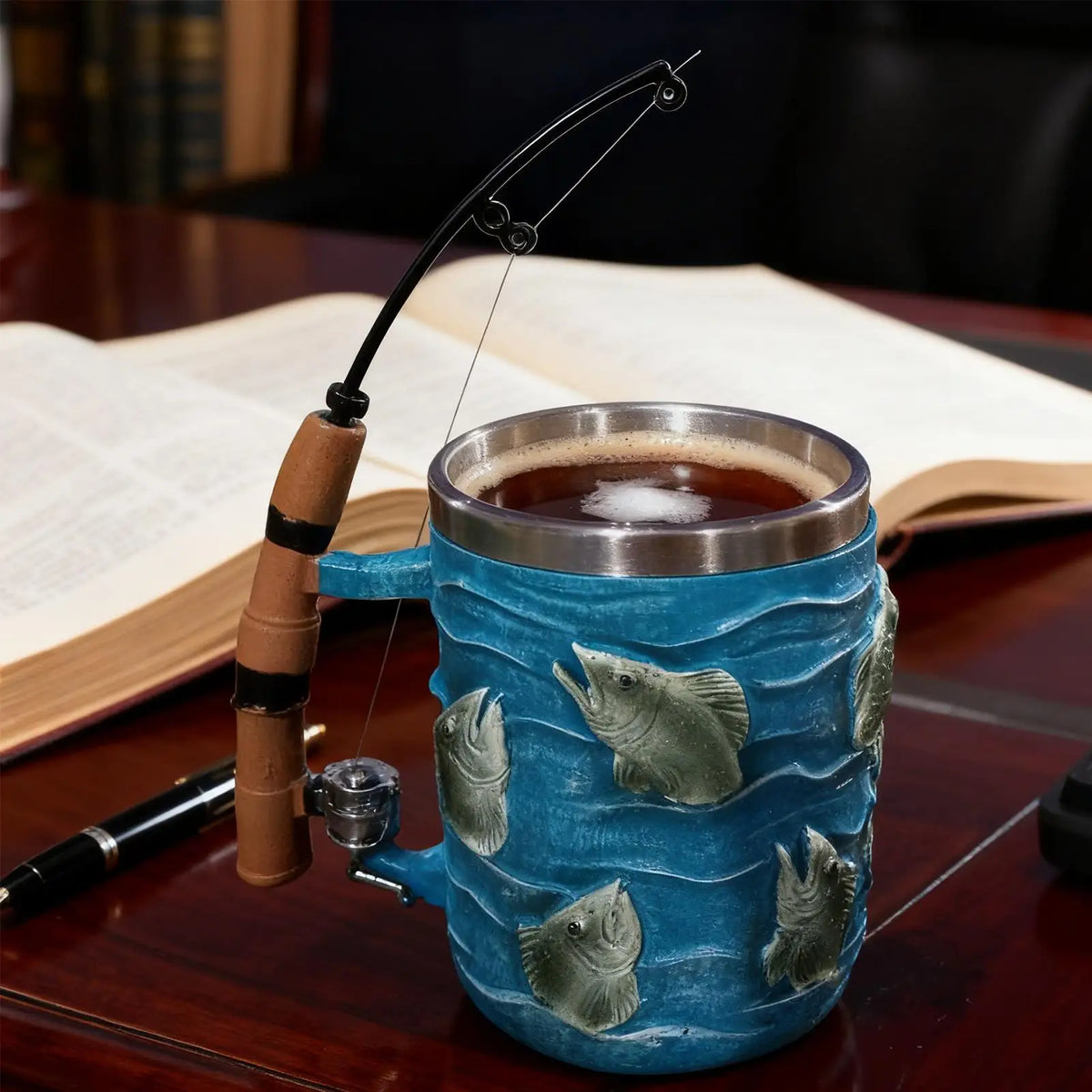 Coffee Mug Resin Cold Beverage Water Cup Fishing Theme Decor