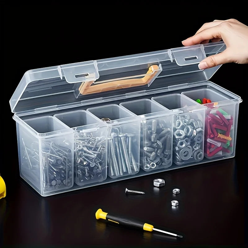 7-Piece Transparent Parts Storage Organizer Set with Dividers