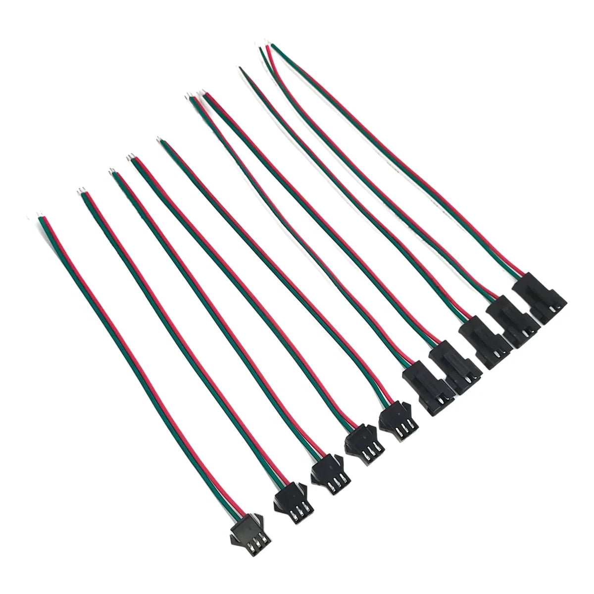 5-50 Pairs JST SM 3 Pin Connectors 22AWG Wire Female Male LED