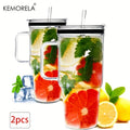 KEMORELA 40oz Glass Tumbler with Handle, Lid & Straw | 1–2 Pack