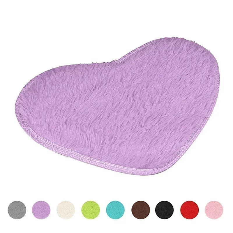 30x40cm Non-Slip Bath Mat – Soft Shaggy Heart Design Rug