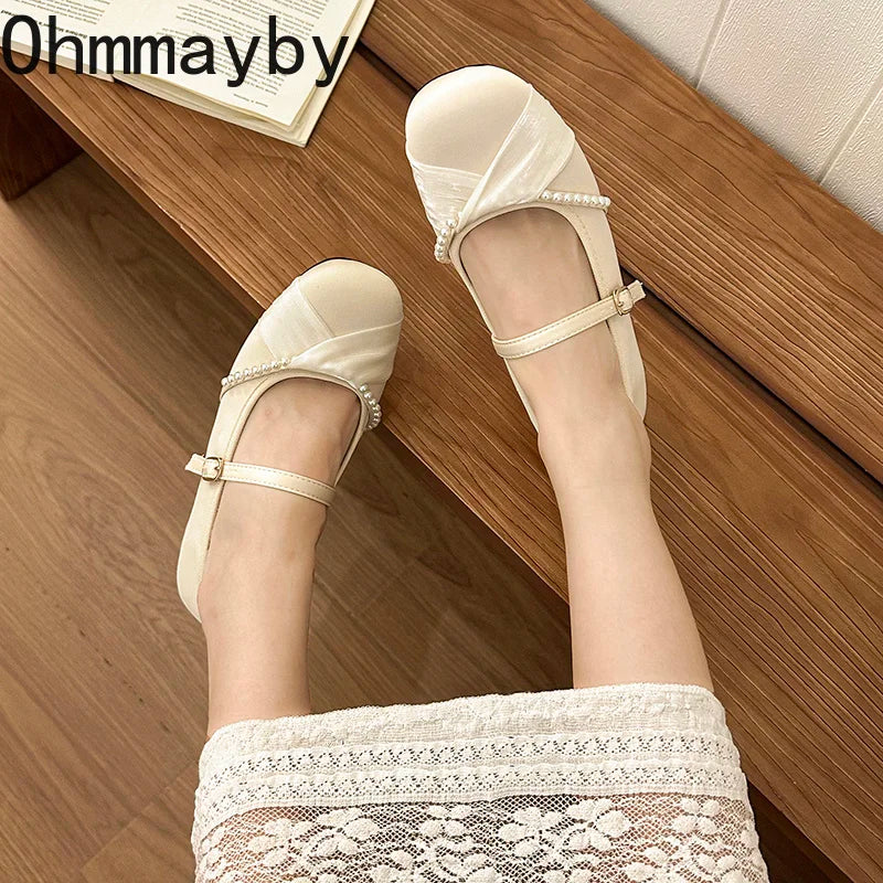 Satin Mary Jane Flats – Women's Elegant Party Dress Shoes