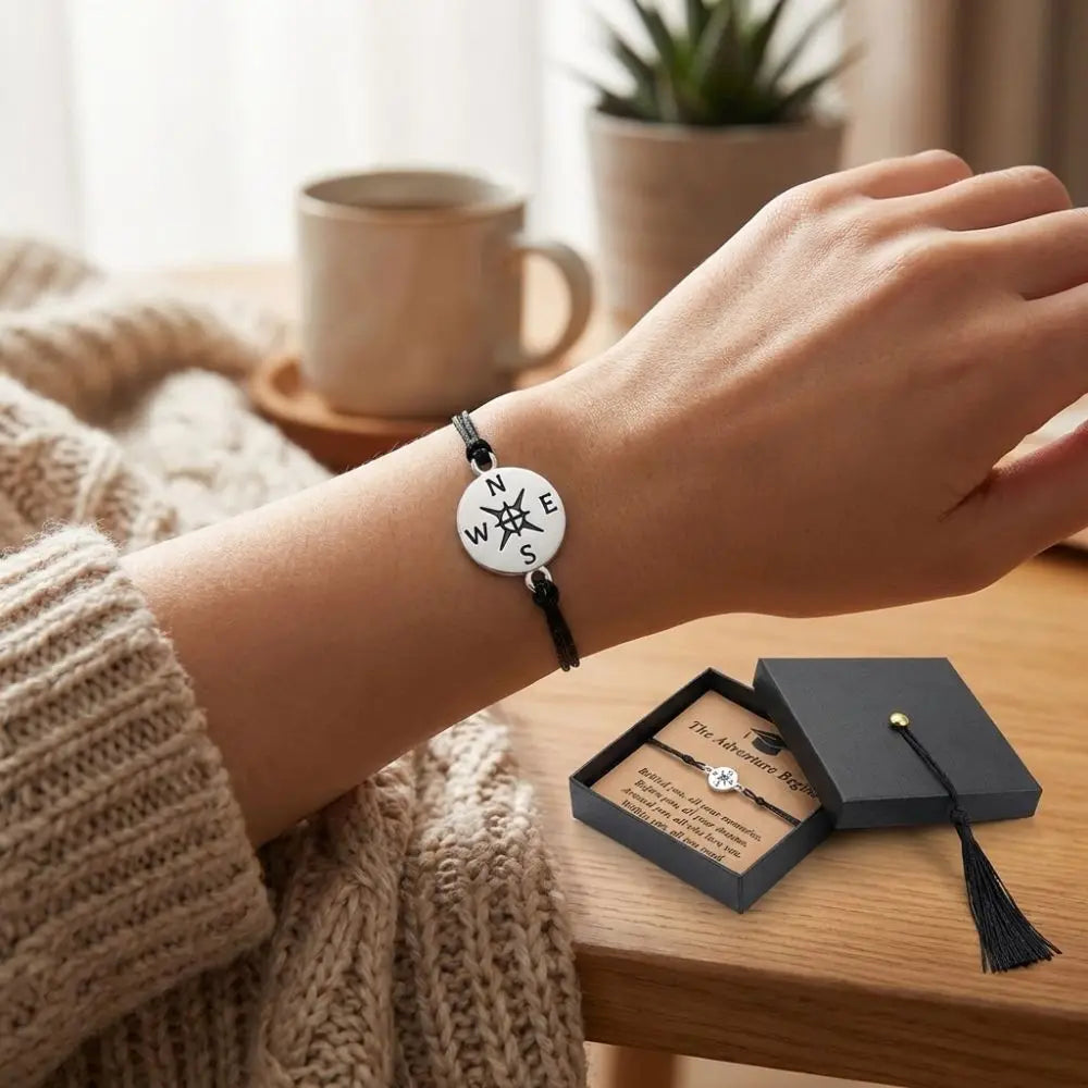 Graduation Compass Bracelet | "The Adventure Begins" Gift Set