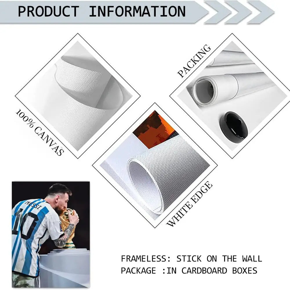 Football No.10 Messi Canvas Wall Art – Frameless Poster Print