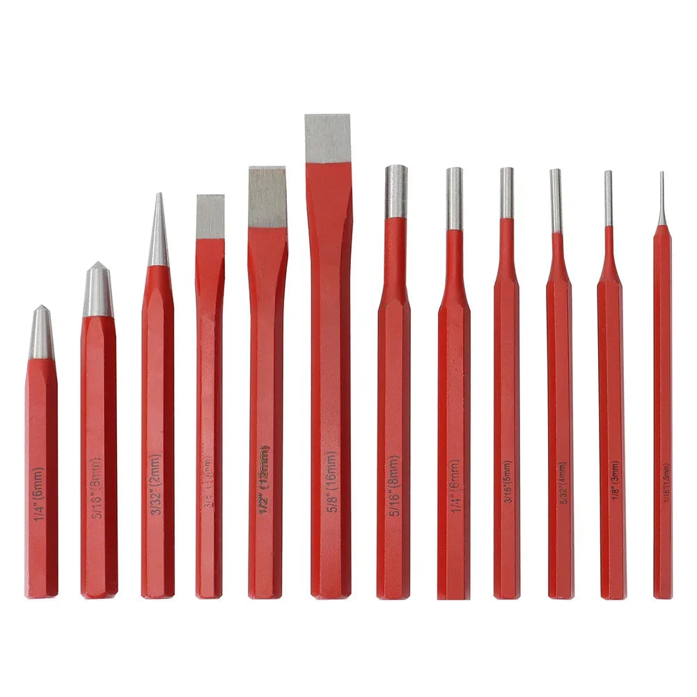 12-Piece Punch & Chisel Set – Metal, Stone, Wood & Brick