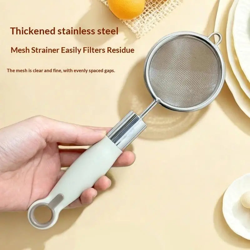 Stainless Steel Mesh Filter Spoon Plastic Handle Juice Soybean Milk