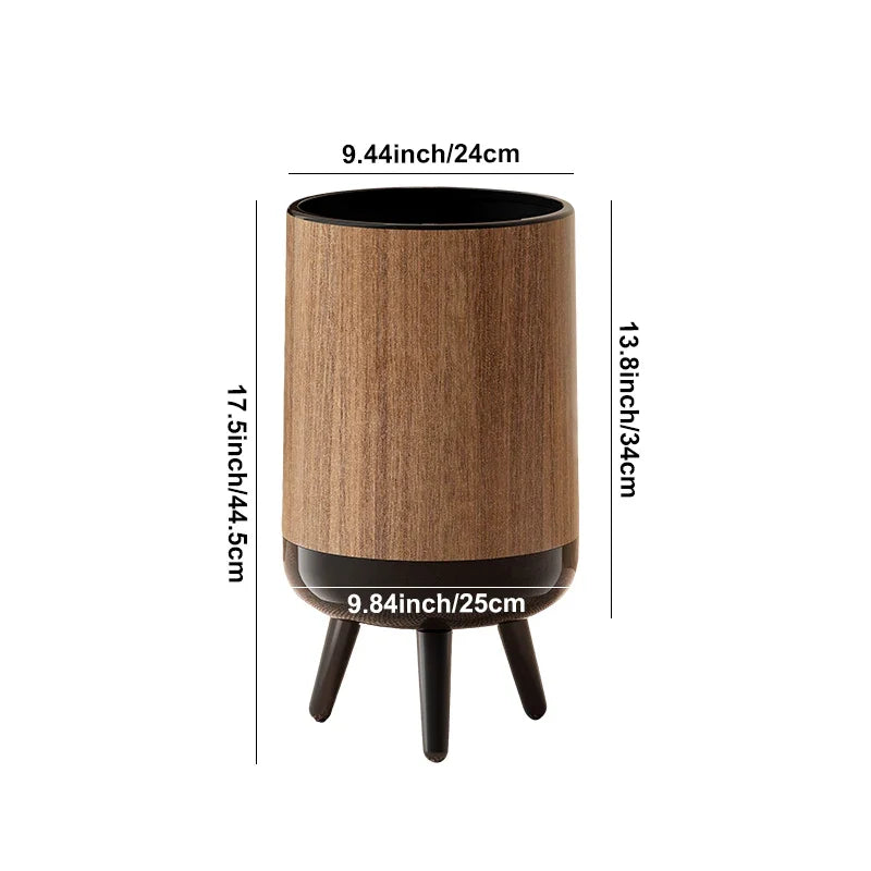 Wood-grain Trash Cans Classic-style Stands Shell-shaped That Resist