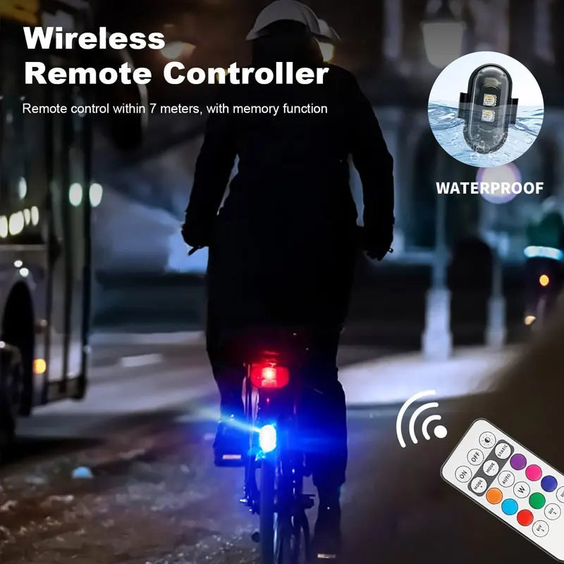 RGB LED Drone & Motorcycle Strobe Light | 8 Colors Remote USB