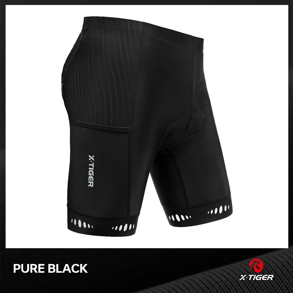 X-TIGER Men's 5D Padded Cycling Shorts – 3 Pockets & UV Guard