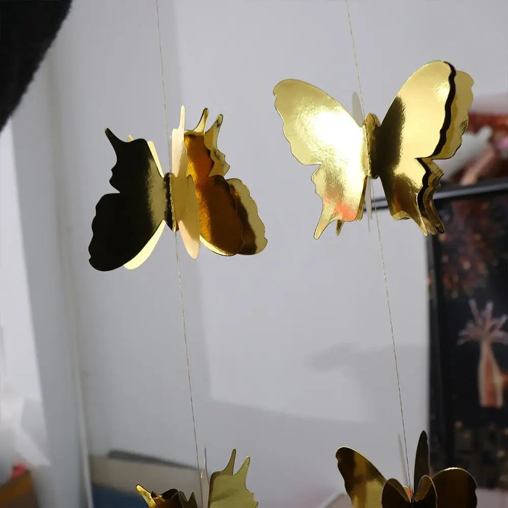 3D Butterfly Paper Hanging Garland – 2m Colourful Party Banner