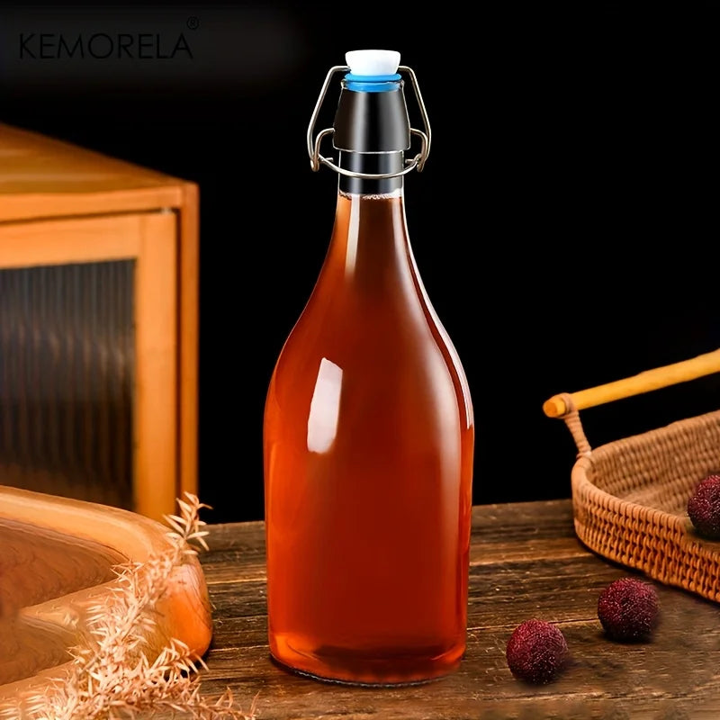 Frosted Glass Bottle 500ml/750ml – Airtight Flip Lock Brewing Jar