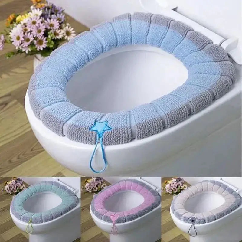 Warm Soft Thickened Toilet Seat Cover Cushion with Handle