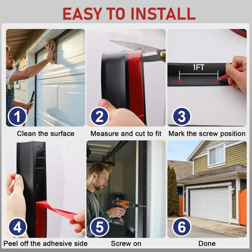 Garage Door Sealing Strip Weatherproof Self Adhesive Sides Seal Heavy