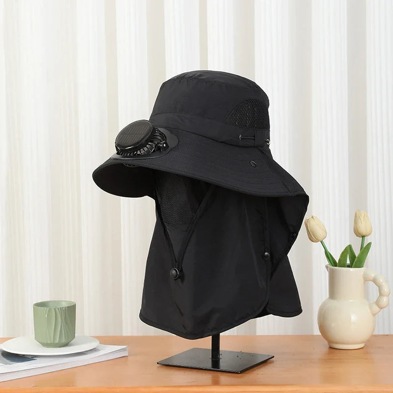 Solar Fan Hat – Wide Brim UV Protection Outdoor Fishing Hat