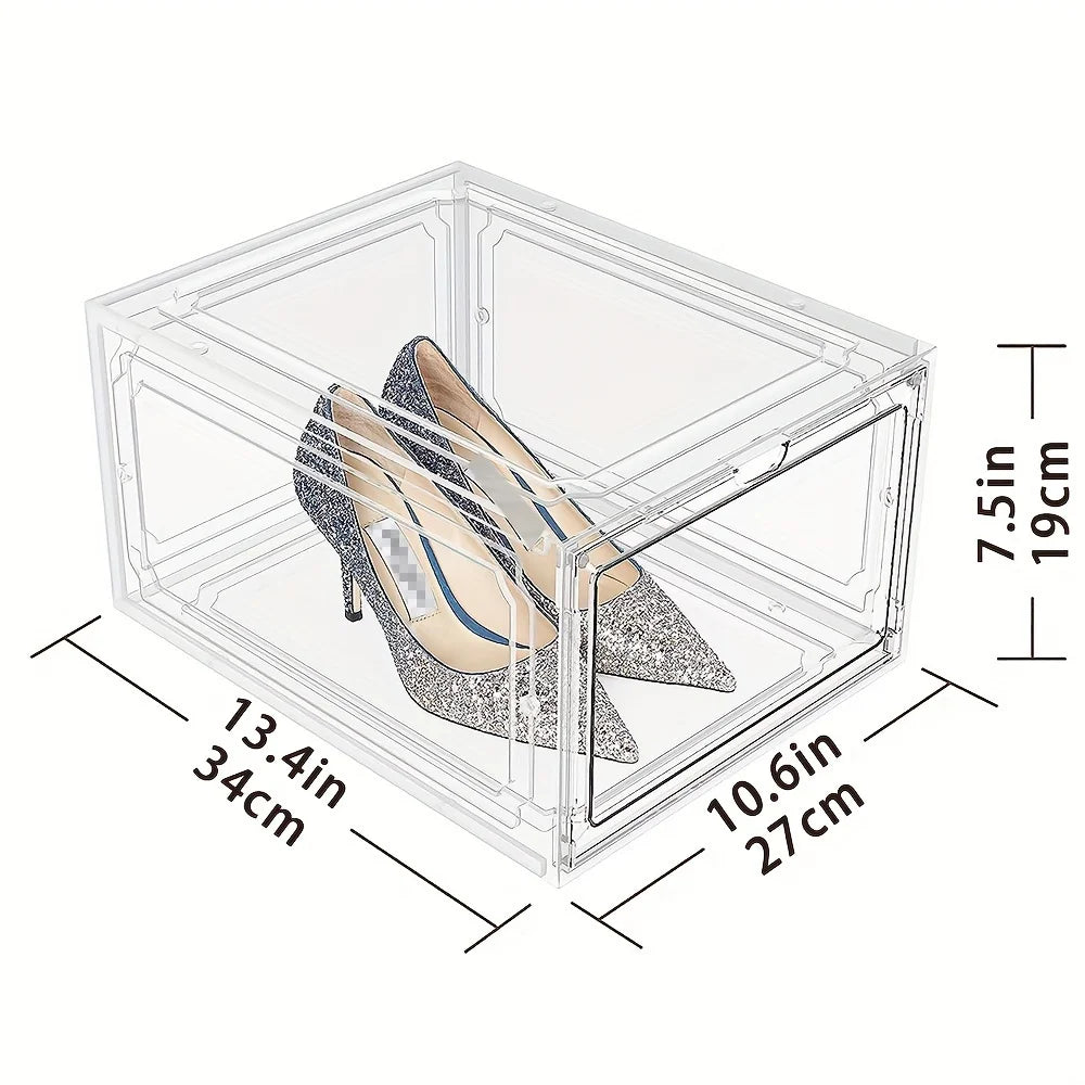 Shoe Storage Box Clear Stackable Organizer Closet Space Saving