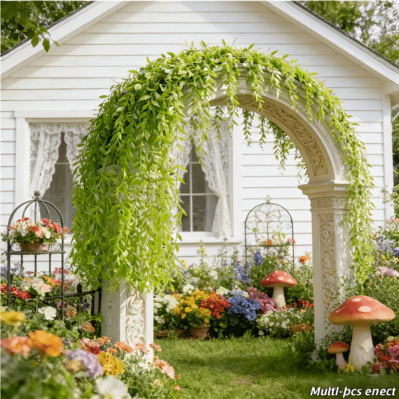 200pcs Artificial Willow Leaf Hanging Vine – Faux Greenery Décor