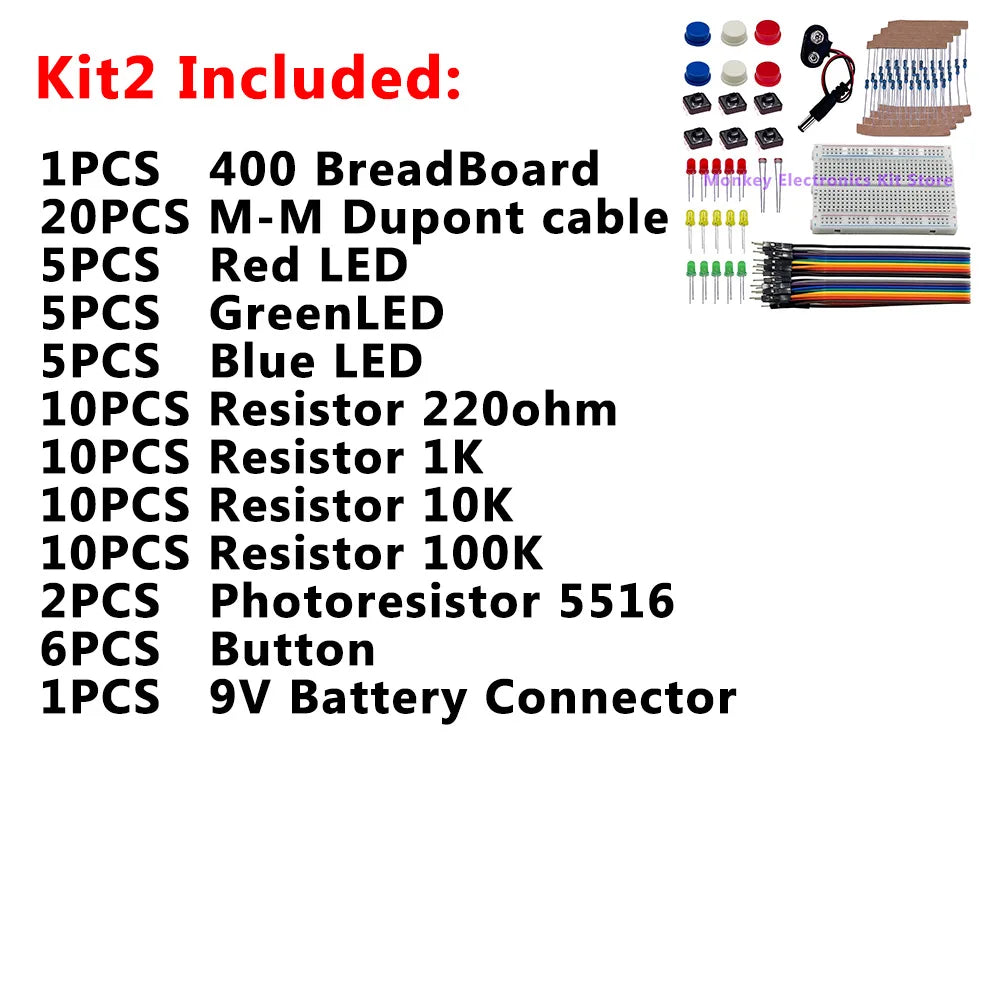 Arduino UNO R3 Starter Kit – LED, Dupont Wires & Buttons
