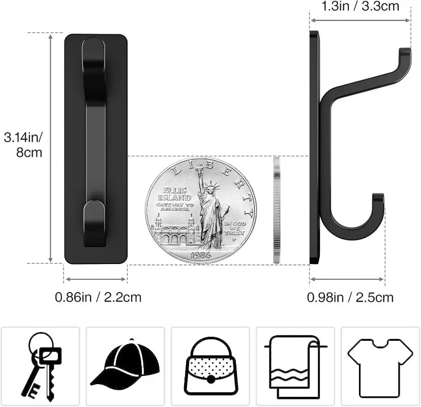 No Drill Traceless Invisible Hooks Heavy Duty Stainless Steel Wall