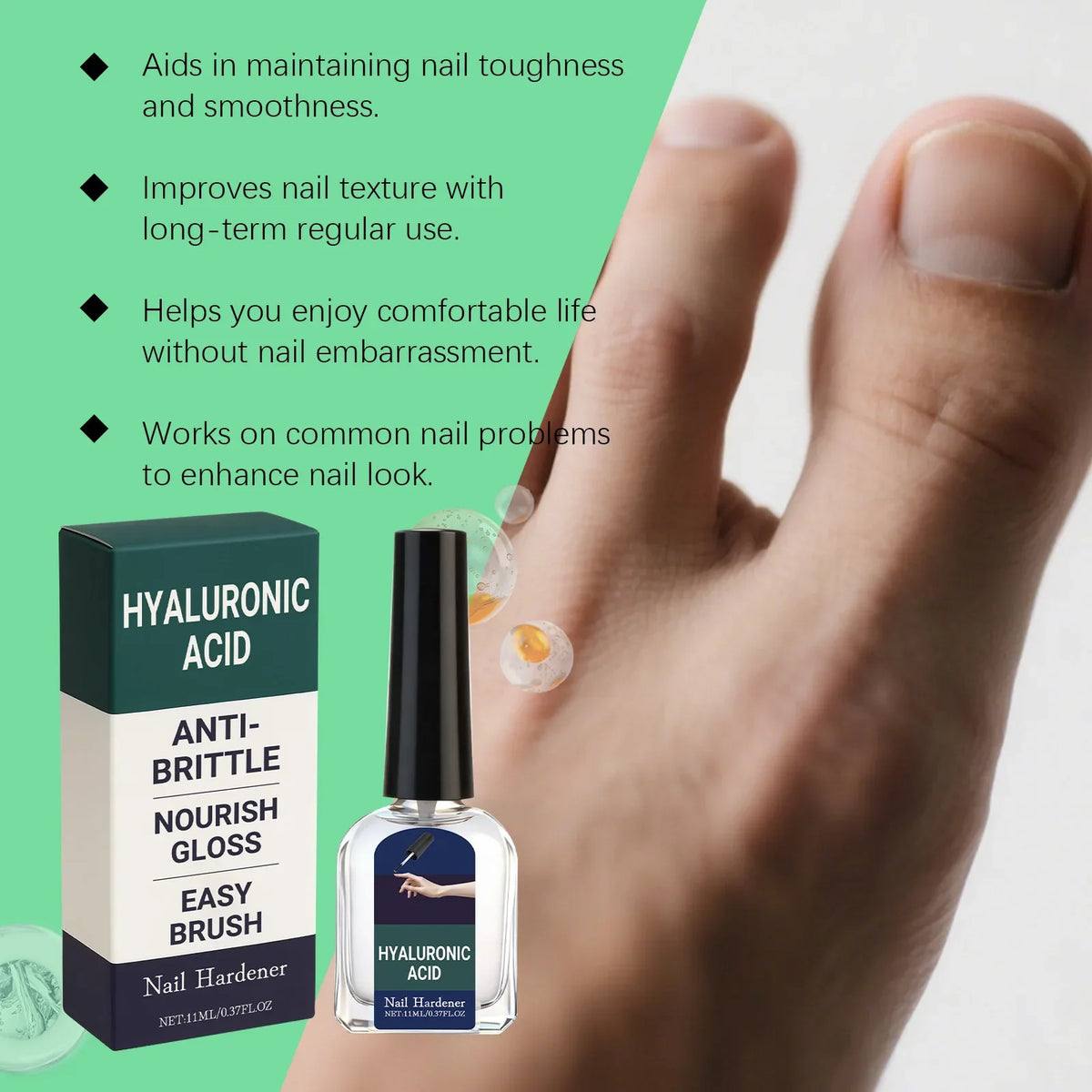 Hyaluronic Acid Nail Strengthening Drops | Hardener & Growth