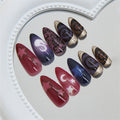 24pcs Star Metallic Press On Nails – Almond Reusable False Nails