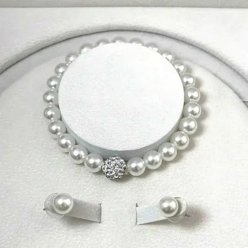3-Piece Imitation Pearl Bridal Jewelry Set – Necklace, Bracelet & Earrings