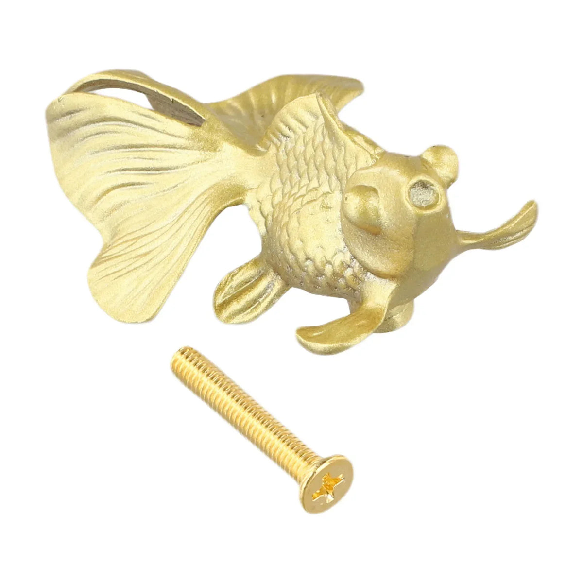 Gold Goldfish Solid Brass Cabinet Drawer Knob | Decorative Pull
