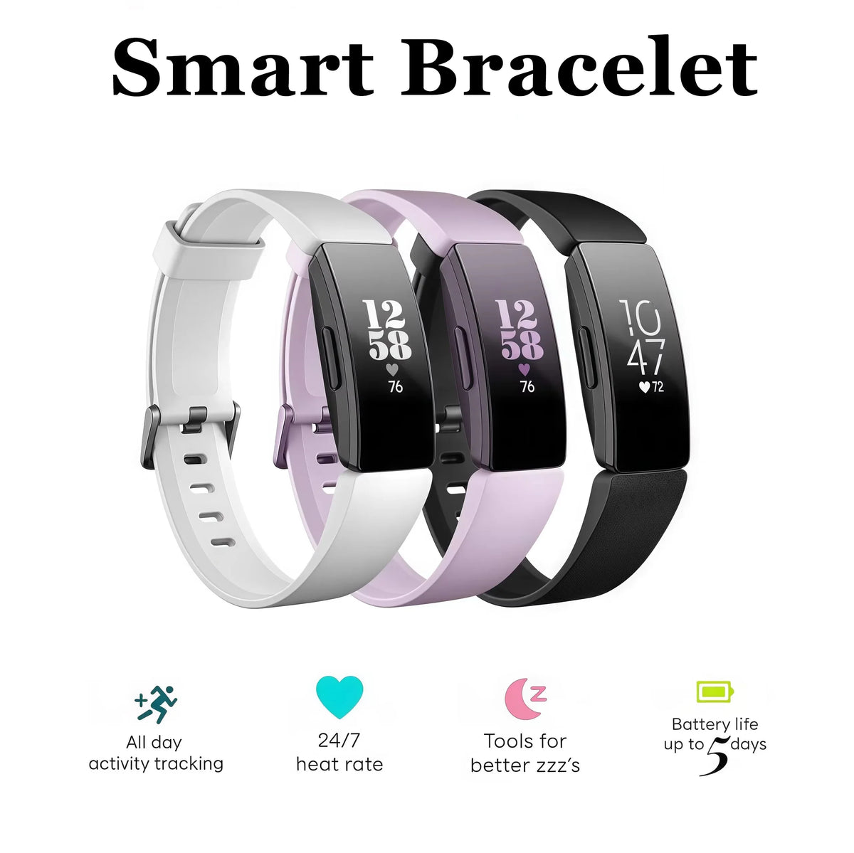 Smart Fitness Tracker Watch Heart Rate Monitor Sleep Steps Swim