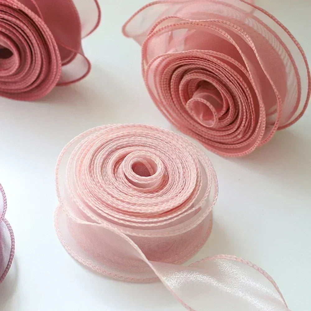10 Yards Roll Sheer Chiffon Organza Satin Ribbon Wrapping Decoration