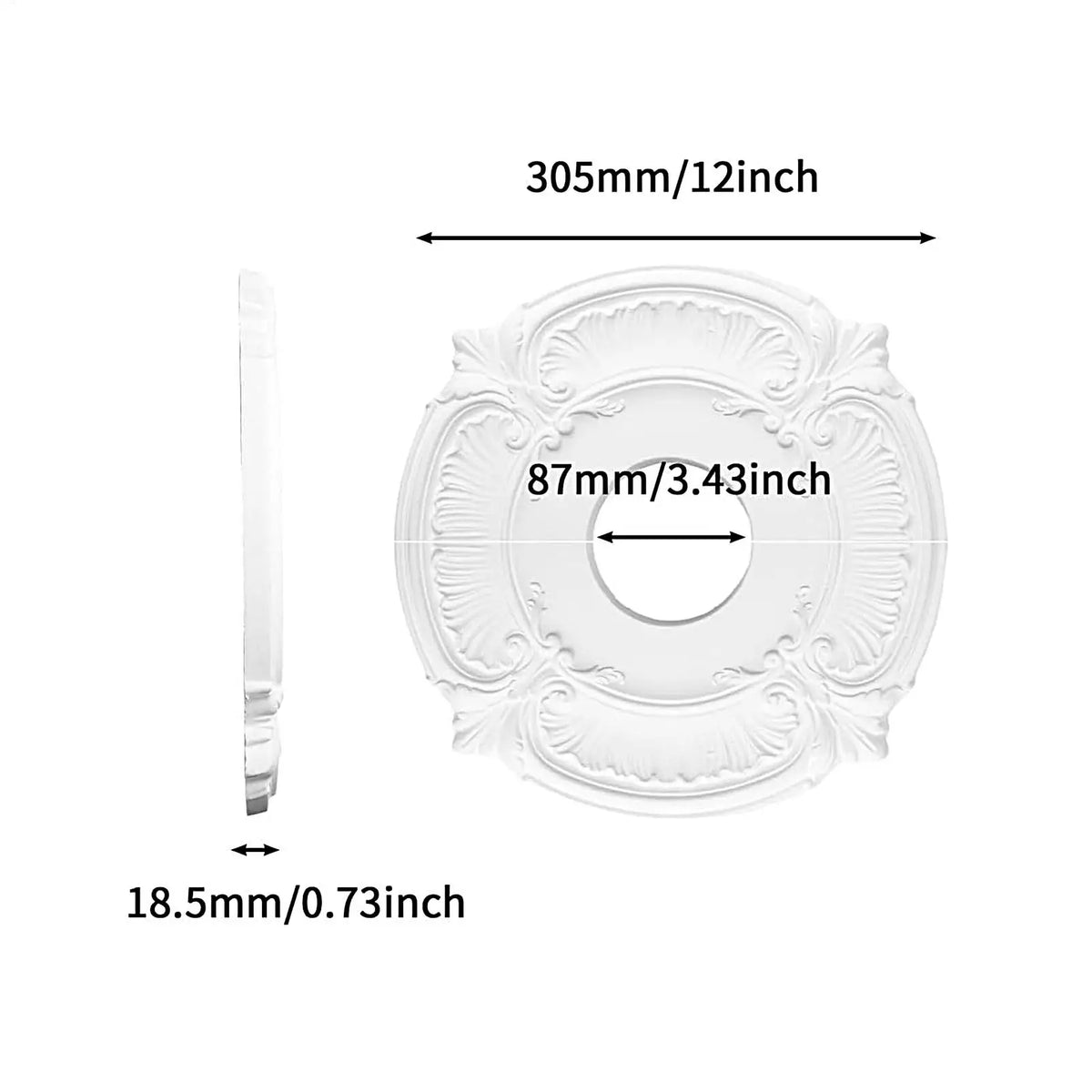 Split Ceiling Medallion – 12" PU Lamp Shade Trim Cover Ring