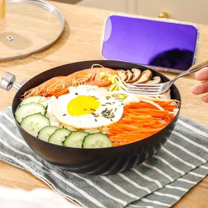 CHANSUNRUN 26cm Cast Iron Non-Stick Wok Fry Pan | Gas & Induction