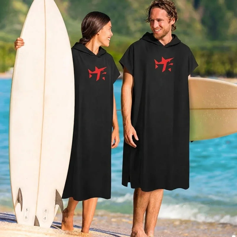 Hooded Microfiber Surf Poncho – Quick-Dry Changing Robe Adults