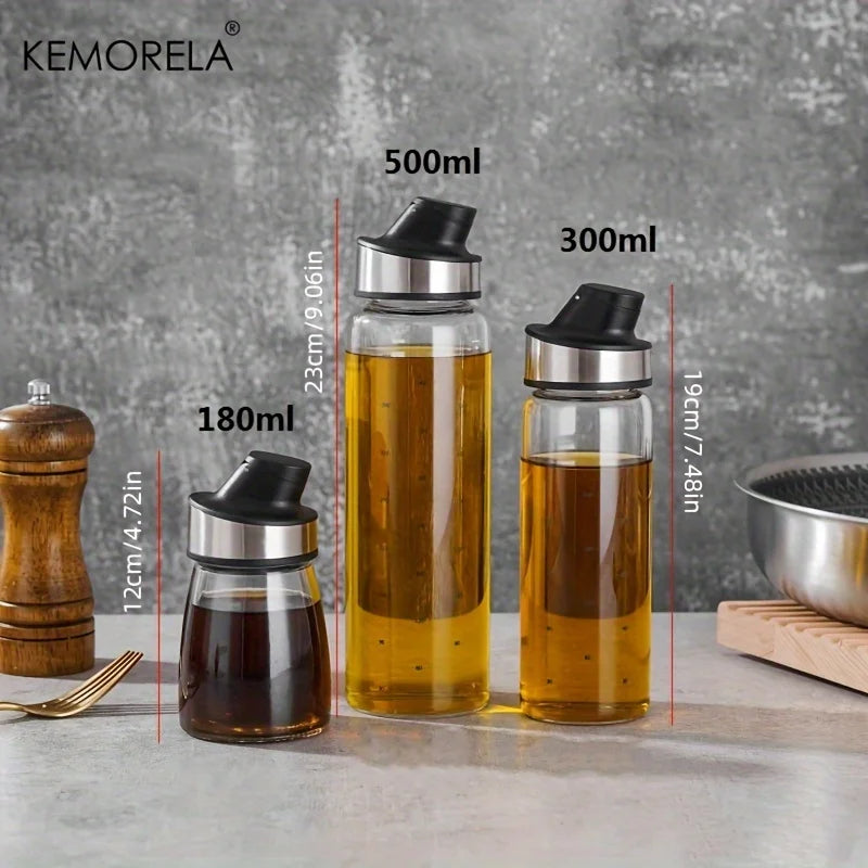 KEMORELA Glass Oil Dispenser Bottle – Drip-Free Auto Seal