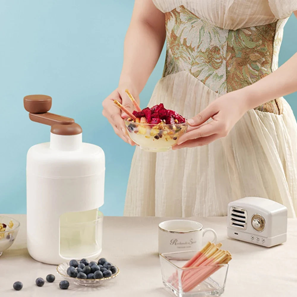 DIY Hand-cranked Ice Shaver Household Manual Snow Cone Smoothie Maker