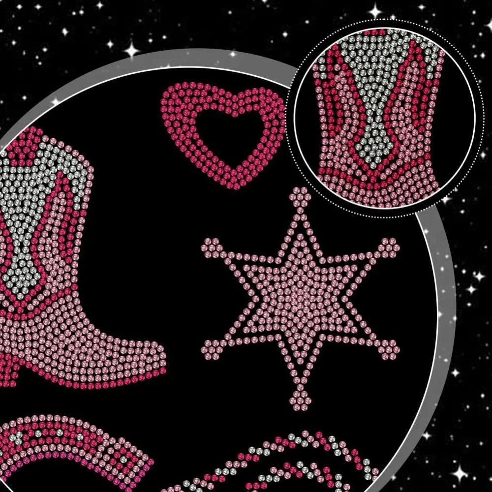 Glass Hotfix Rhinestone Iron-On Appliqué | Western Cowgirl Patch