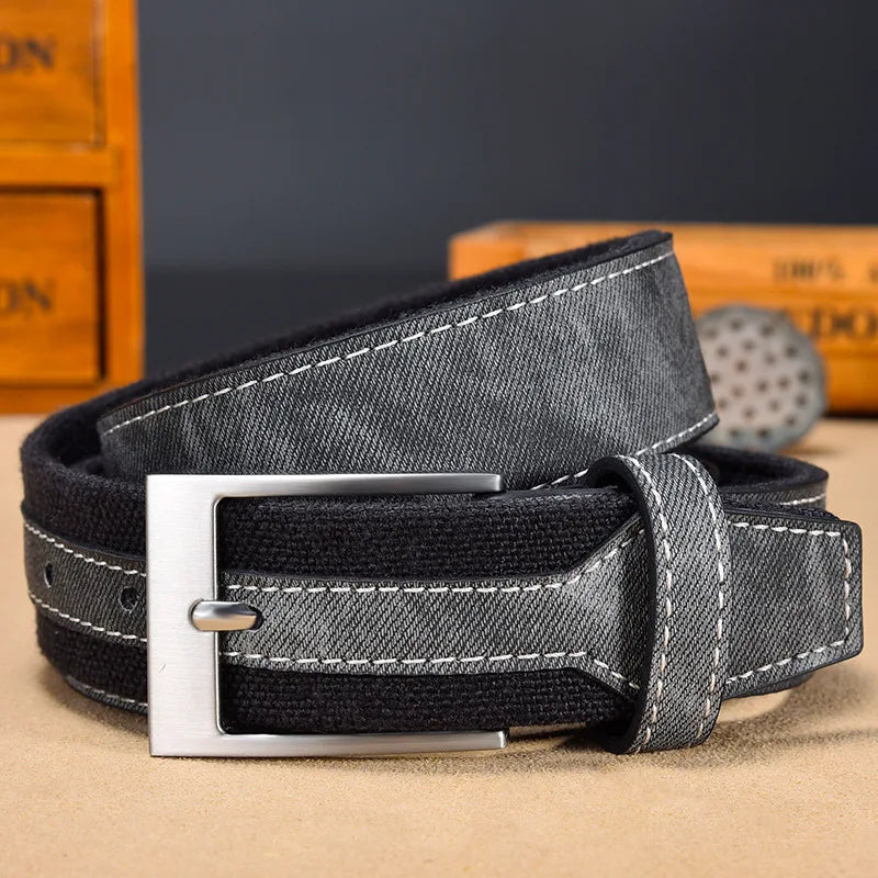 Men's Canvas & Faux Leather Hybrid Belt | Casual Everyday Style