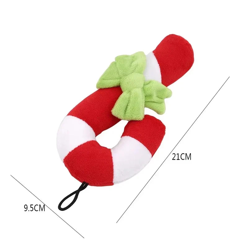 Christmas Candy Squeaky Plush Dog Toy | Holiday Puppy Gift