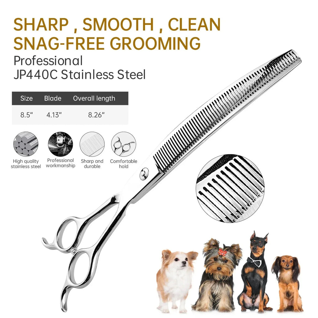 8" Professional Dog Grooming Curved Thinning Scissors