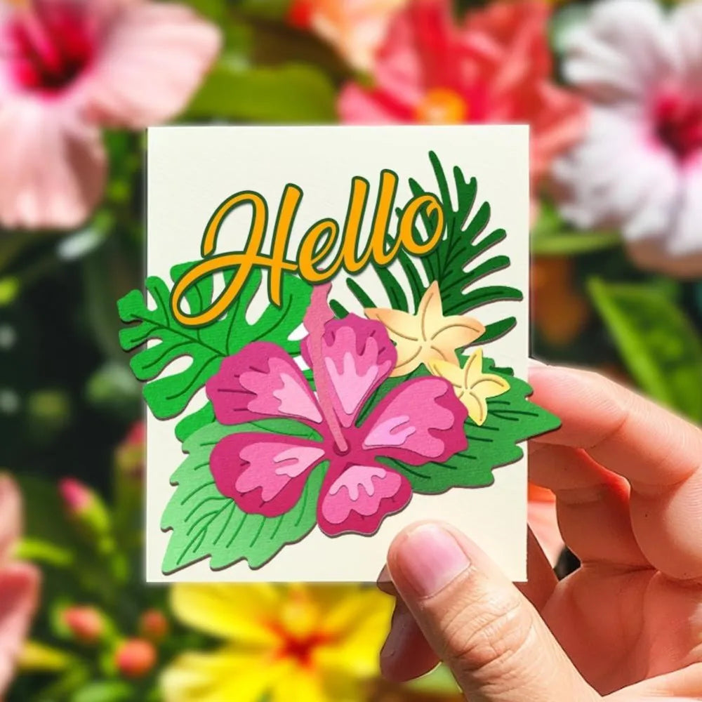 Hibiscus Cutting Dies – Flower & Jungle Leaf Stencils for Crafts