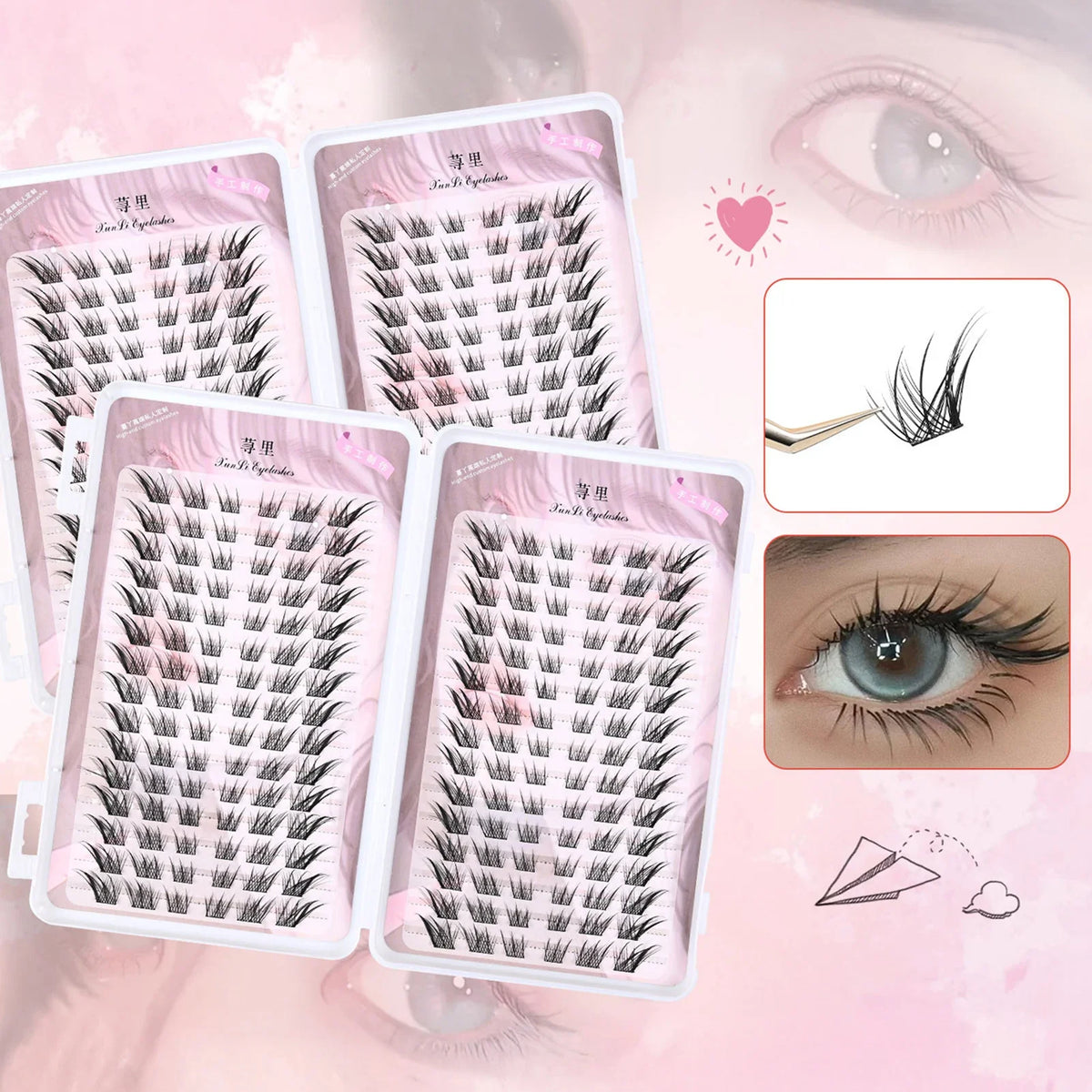 DIY Cluster False Eyelashes Fox-Style Natural Volume 8-12mm
