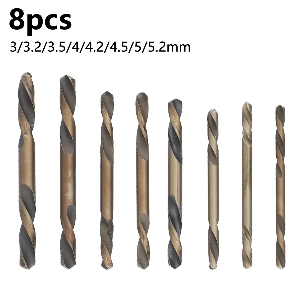 8-Pc Double-Head Twist Drill Bit Set 3–5.2mm – Wood & Metal